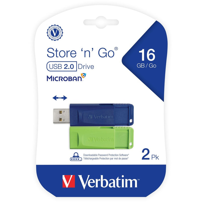 Retail packaging of Verbatim Store 'n' Go USB drives