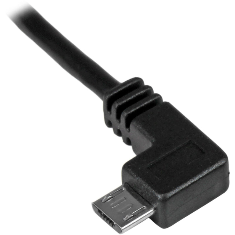 Close-up view of the left-angle Micro-USB connector showing detailed construction