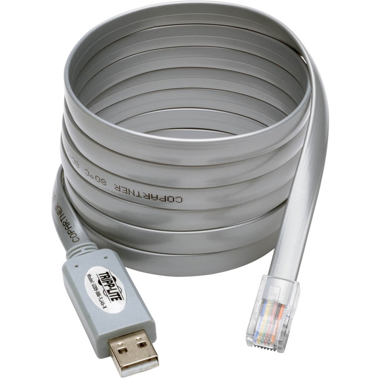 تريب لايت كبل تريب لايت U209-006-RJ45-X USB إلى RJ45 سيسكو الكابل الرول اوفر، USB نوع-A إلى RJ45 M/M، 6 قدم، حماية ضد التداخل الكهرومغناطيسي، حماية ضد التشويش الكهرومغناطيسي