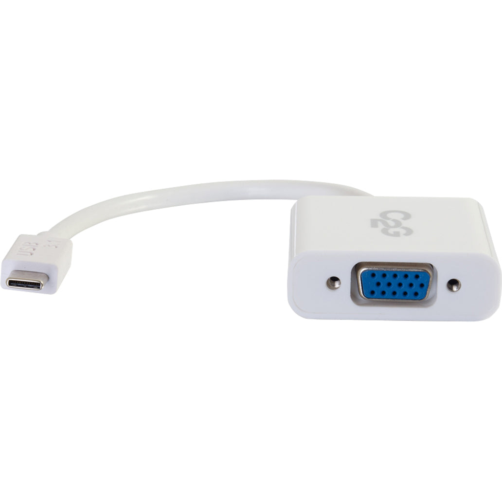 C2G 29472 USB-C to VGA محول فيديو - أبيض قم بتوصيل جهاز USB-C الخاص بك بعرض VGA