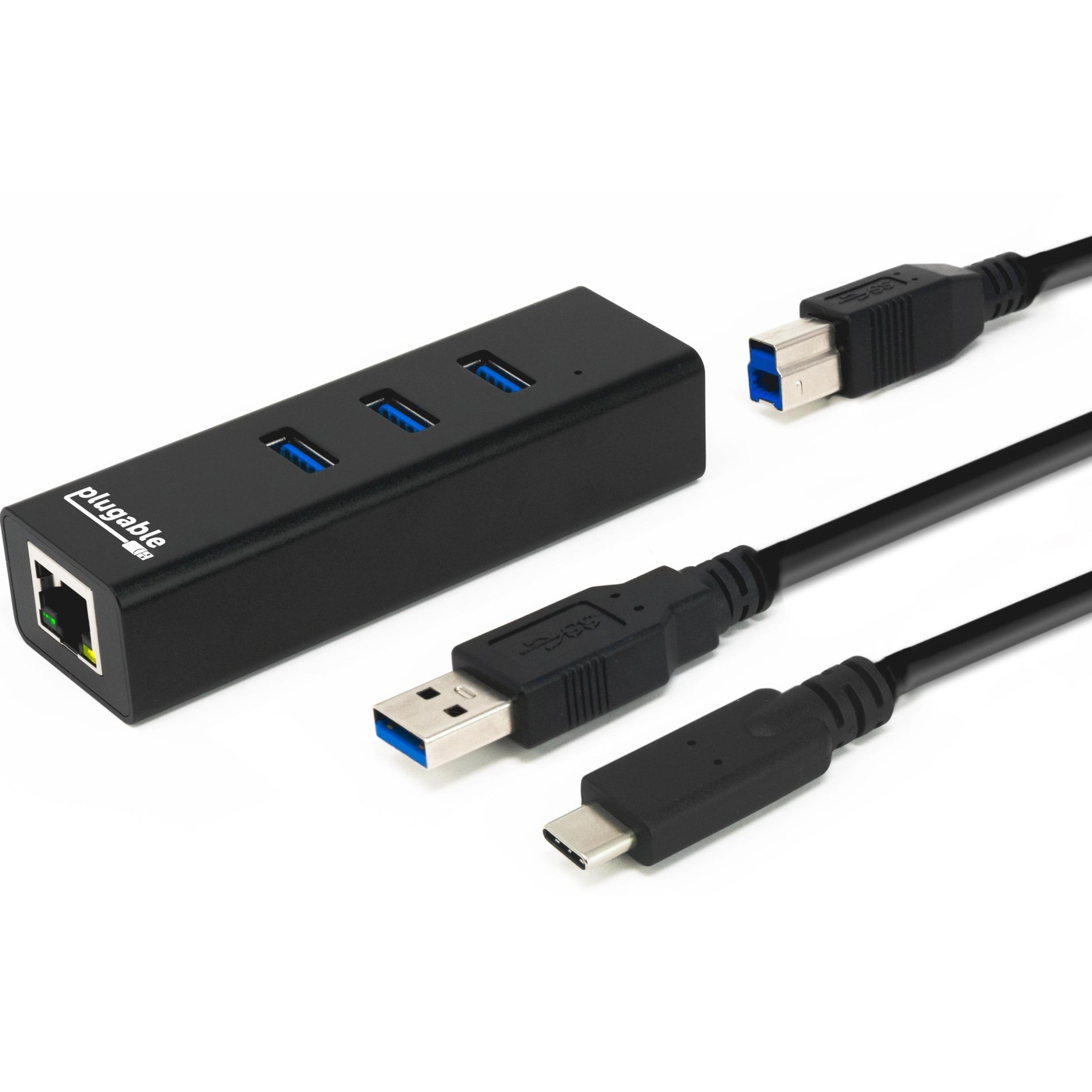 Concentrateur USB Plugable USB3-HUB3ME USB 3.0 ADAPTATEUR ETHERNET GIGABIT Concentrateur USB 3 ports avec Ethernet