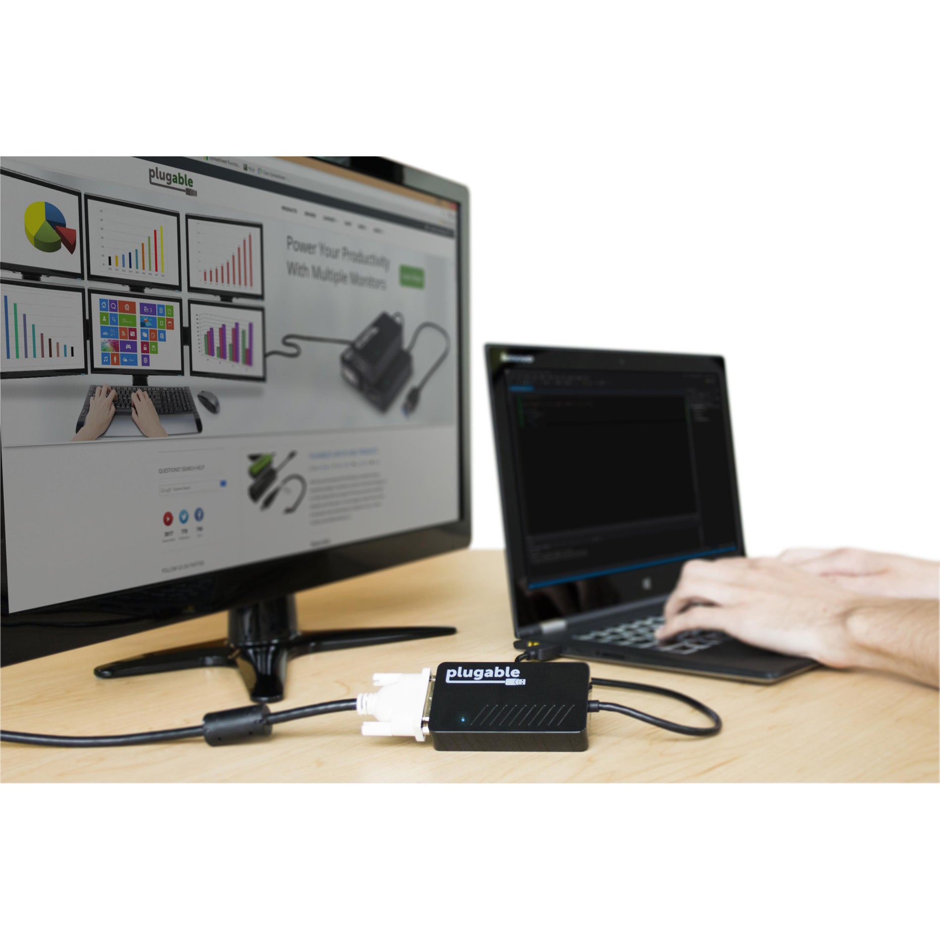 Adaptador USB 3.0 HDMI/DVI/VGA Plugable UGA-3000 para Monitores Múltiples Expansión Fácil de la Pantalla para PC
