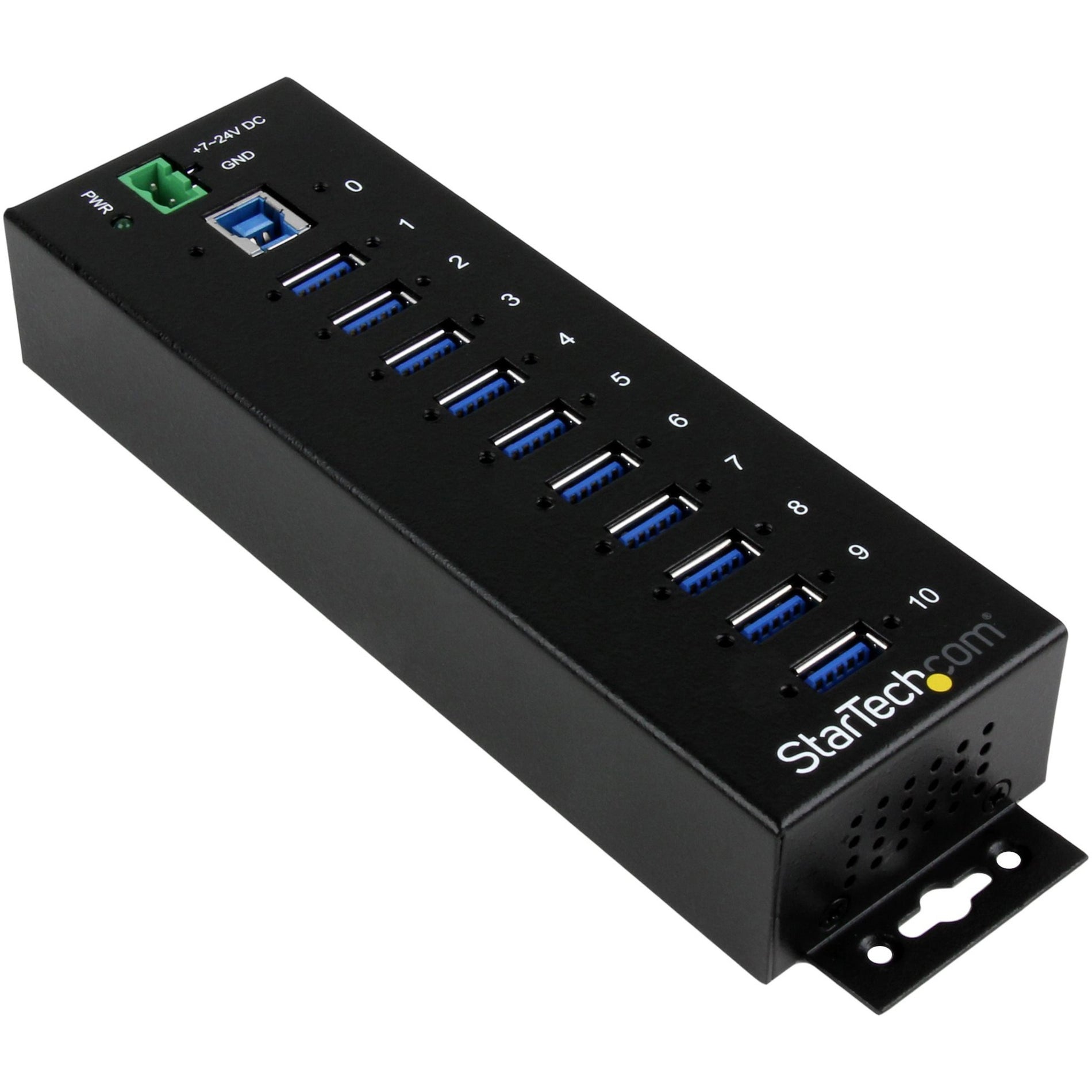 StarTech.com ST1030USBM 10-Port Industrial USB 3.0 Hub, ESD and Surge Protection, DIN Rail or Surface-Mountable Metal Housing