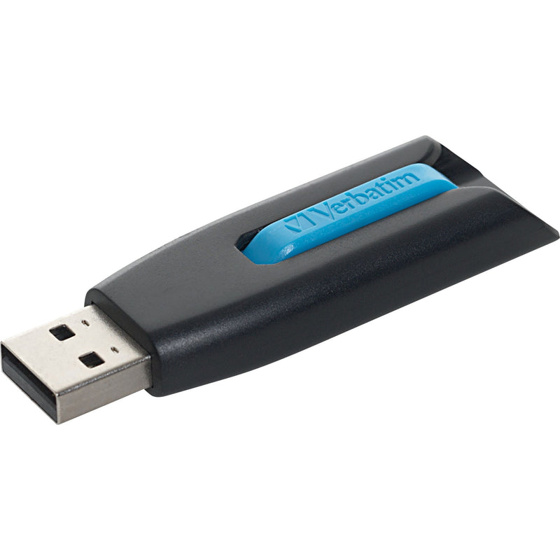 Verbatim USB drive with bright blue sliding mechanism