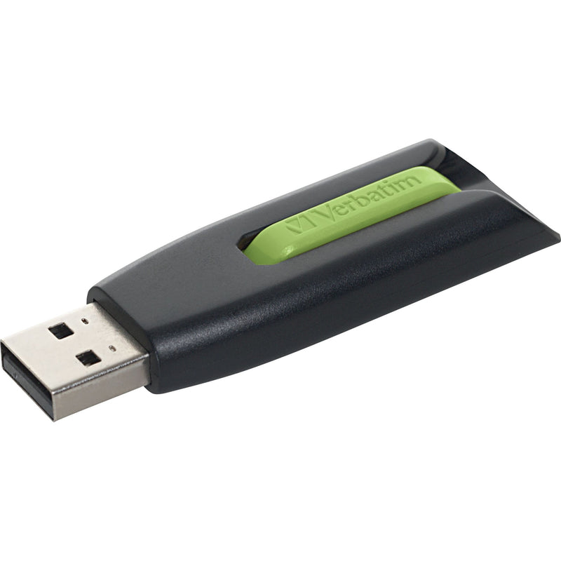 Verbatim USB drive with green slider accent