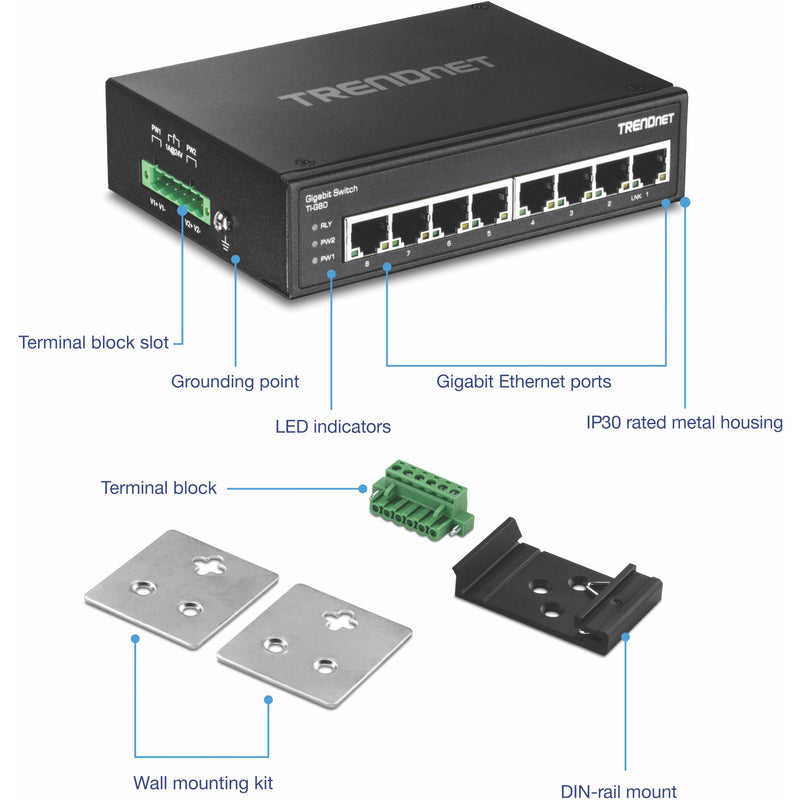 Labeled diagram showing TI-G80 ports and features