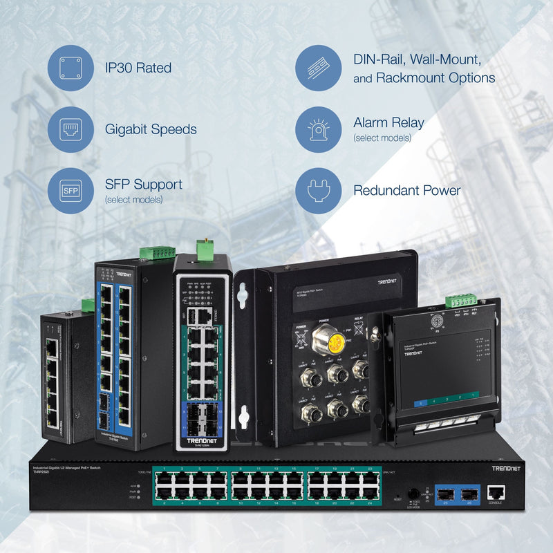 Feature overview of TI-PG80 industrial switch capabilities