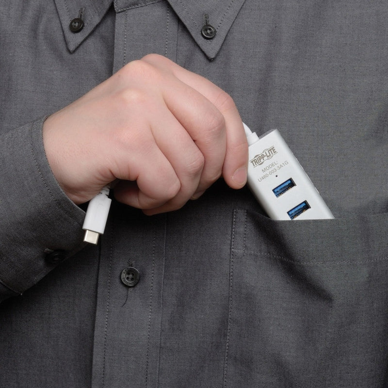 Close-up of Tripp Lite USB-C hub showing compact design