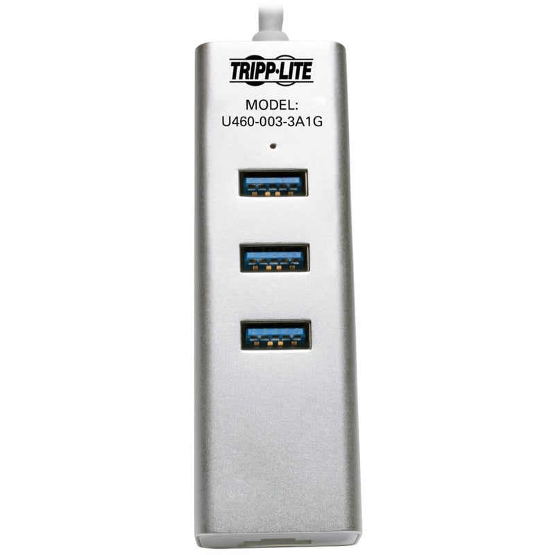 Front view of Tripp Lite USB-C hub showing three USB ports