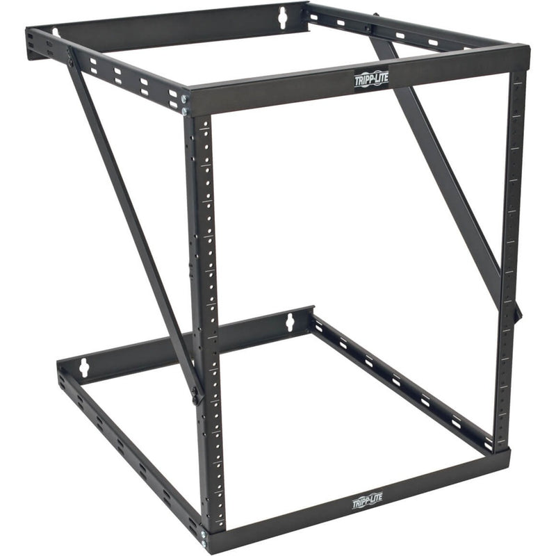 Tripp Lite SmartRack wall-mount open frame rack shown from front angle displaying Z-shaped support structure and mounting points