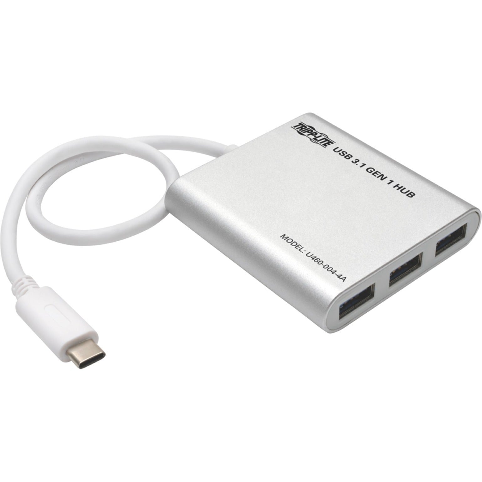 Tripp Lite U460-004-4A 4-Port Portable USB 3.1 Gen 1 Hub, Aluminum, 3 Year Warranty, RoHS Certified