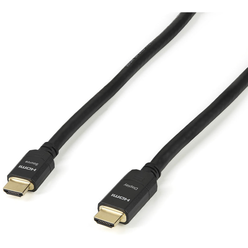 Close-up view of gold-plated HDMI connectors on StarTech.com 30m active HDMI cable