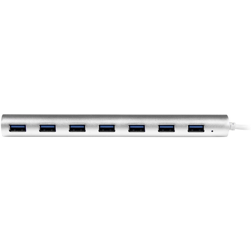 Close-up view of StarTech.com USB hub showing seven linearly arranged USB 3.0 ports