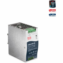 Fuente de alimentación TRENDnet TI-S24048 de riel DIN 48V 240W para TI-PG80 rango de temperatura de operación extrema de -25 a 70 °C PFC activo incorporado refrigeración pasiva plata