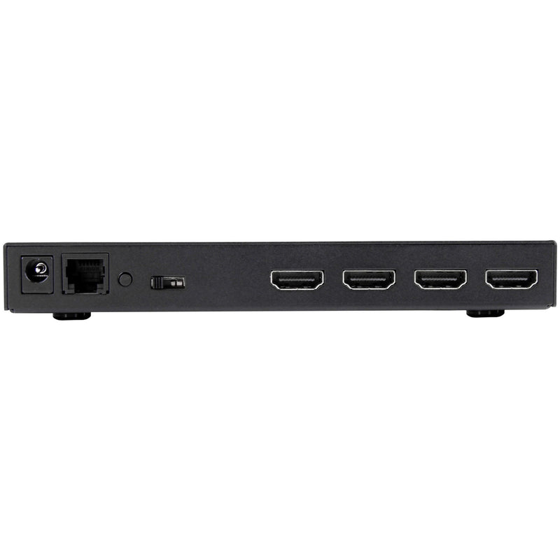 Rear view of HDMI switch showing four input ports and control interfaces