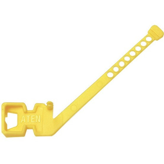 Yellow ATEN LockPro HDMI cable lock with perforated design and secure locking mechanism-alternate-image1