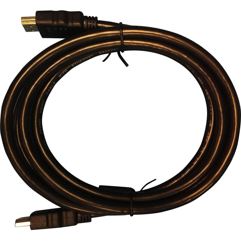 ViewSonic 5.91ft black HDMI cable with male connectors on both ends, coiled in circular shape showing gold-plated terminals