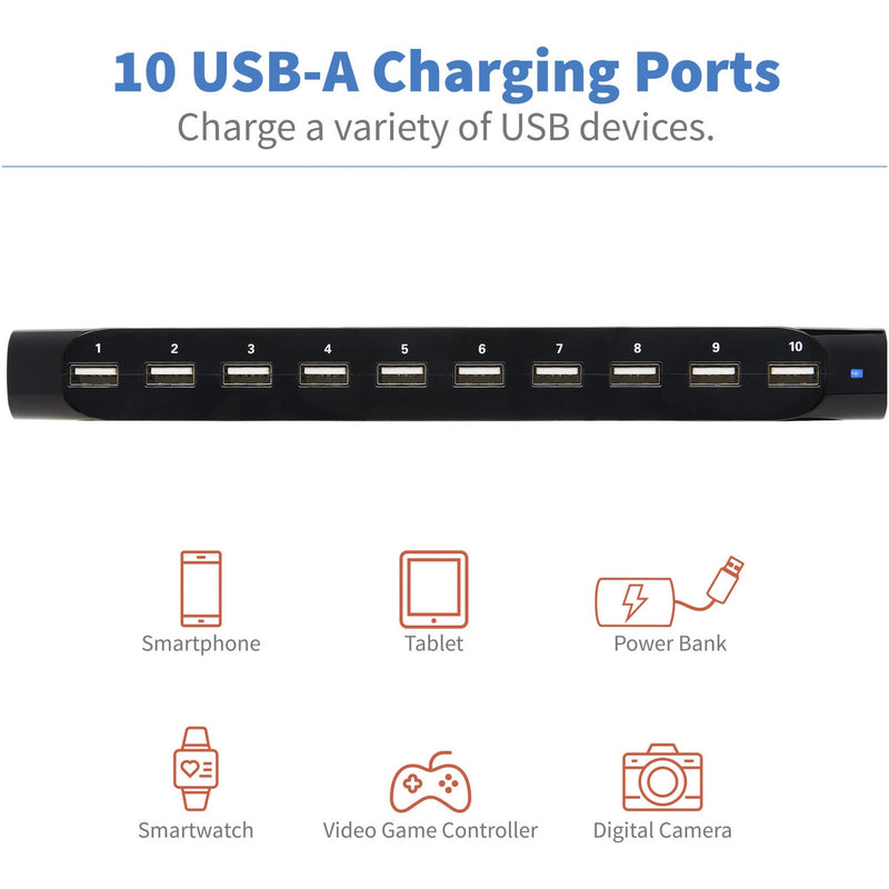 Illustration showing various compatible devices with USB charging station