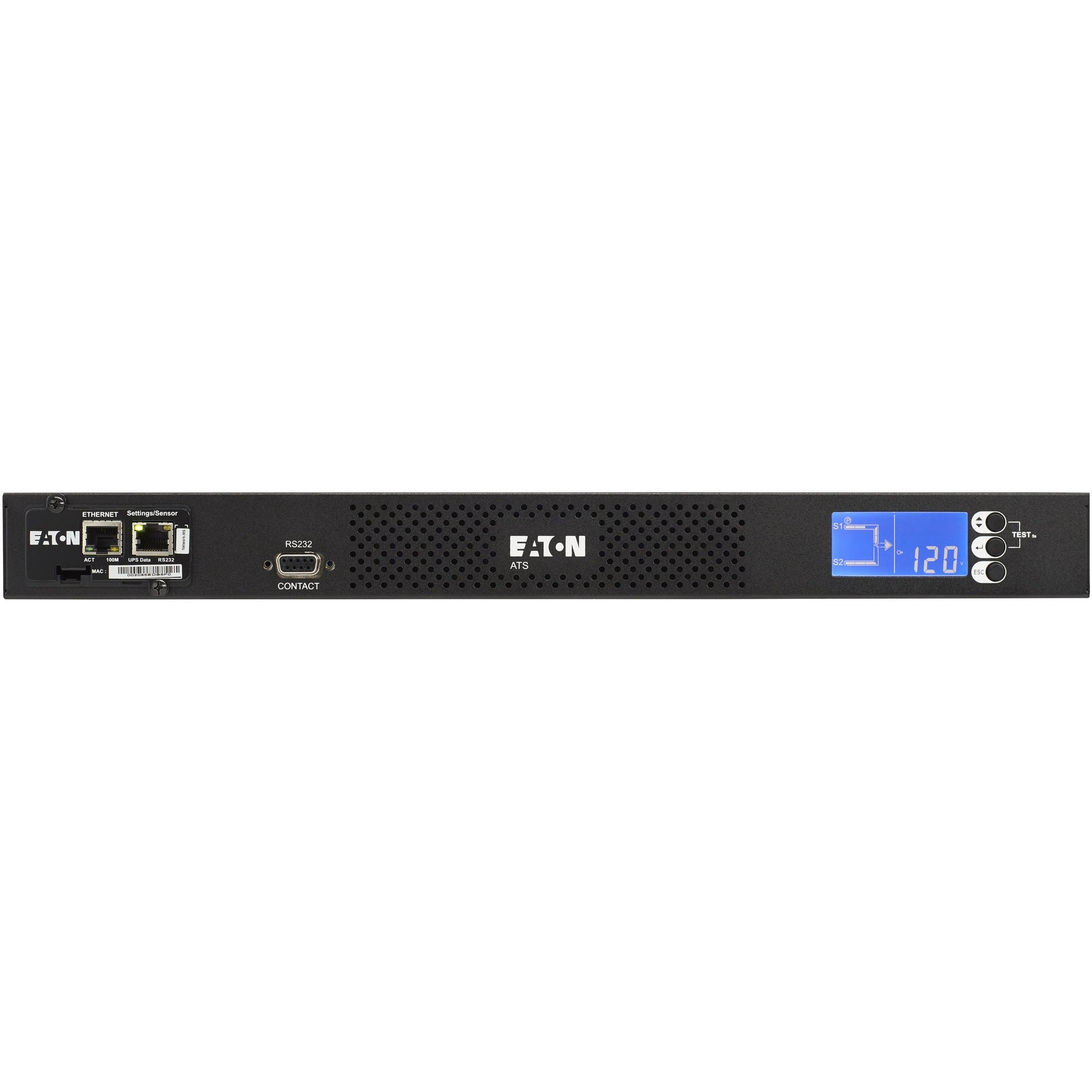 Eaton EATS115 eATS 10-Outlet PDU, 1U 120V 1.44 kW, 2 NEMA 5-15P Input, 10 5-15R Single-Phase