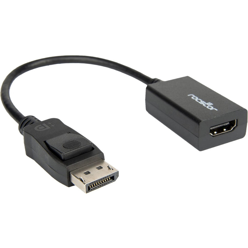 Rocstor DisplayPort male to HDMI female adapter showing both connector ends against white background