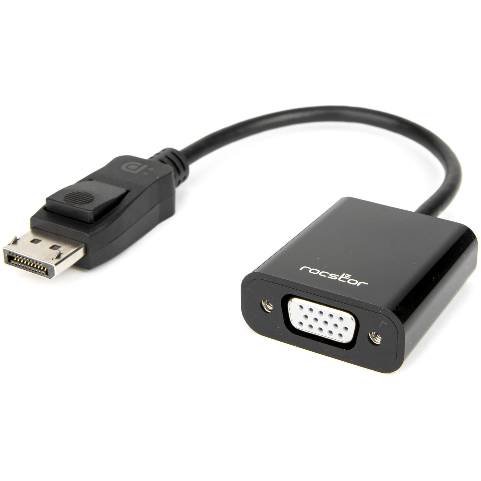 Detailed side view of Rocstor DisplayPort to VGA adapter showing build quality and connectors-alternate-image3