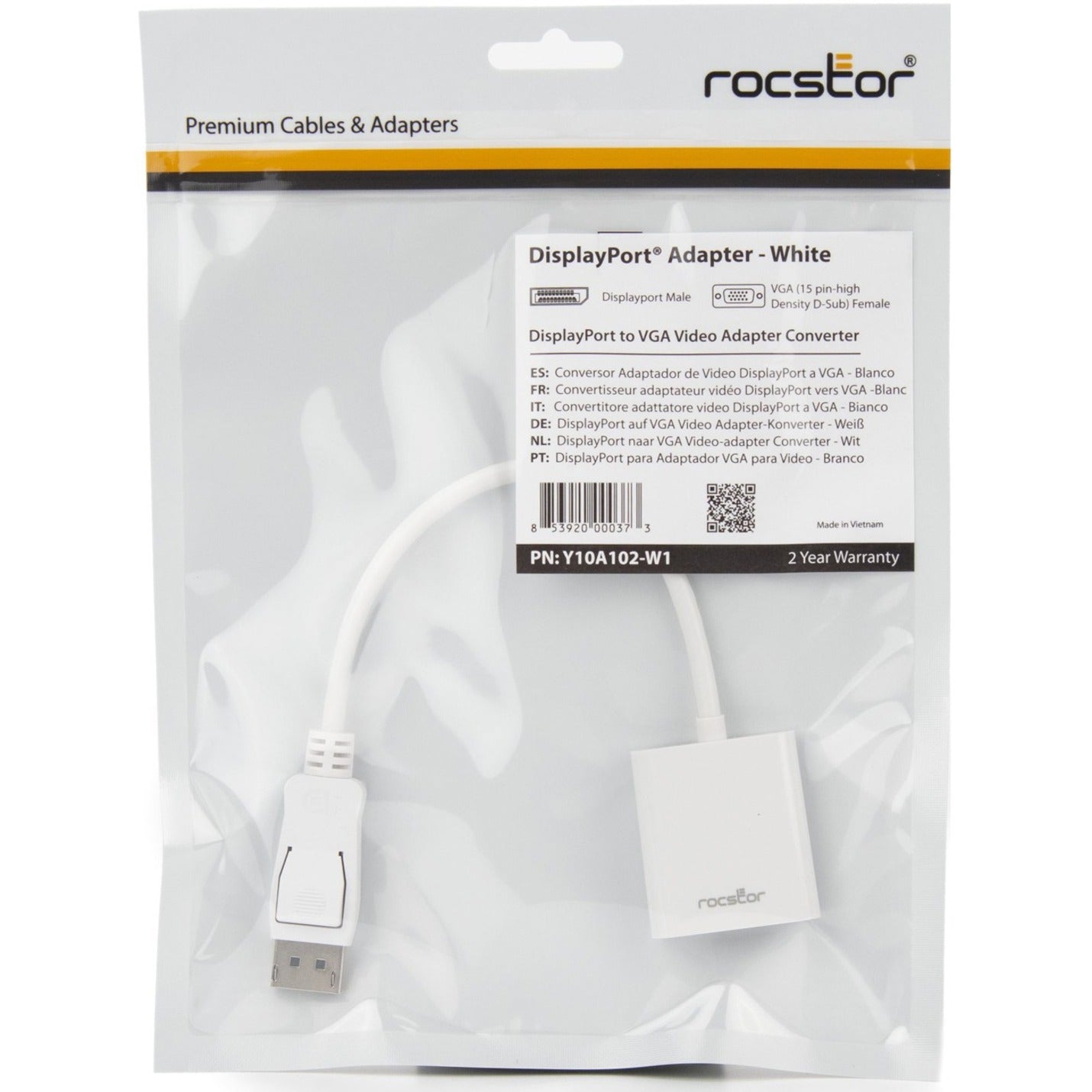 Rocstor Y10A102-W1 DisplayPort to VGA Video Adapter Converter, Connect Your DisplayPort Device to a VGA Monitor