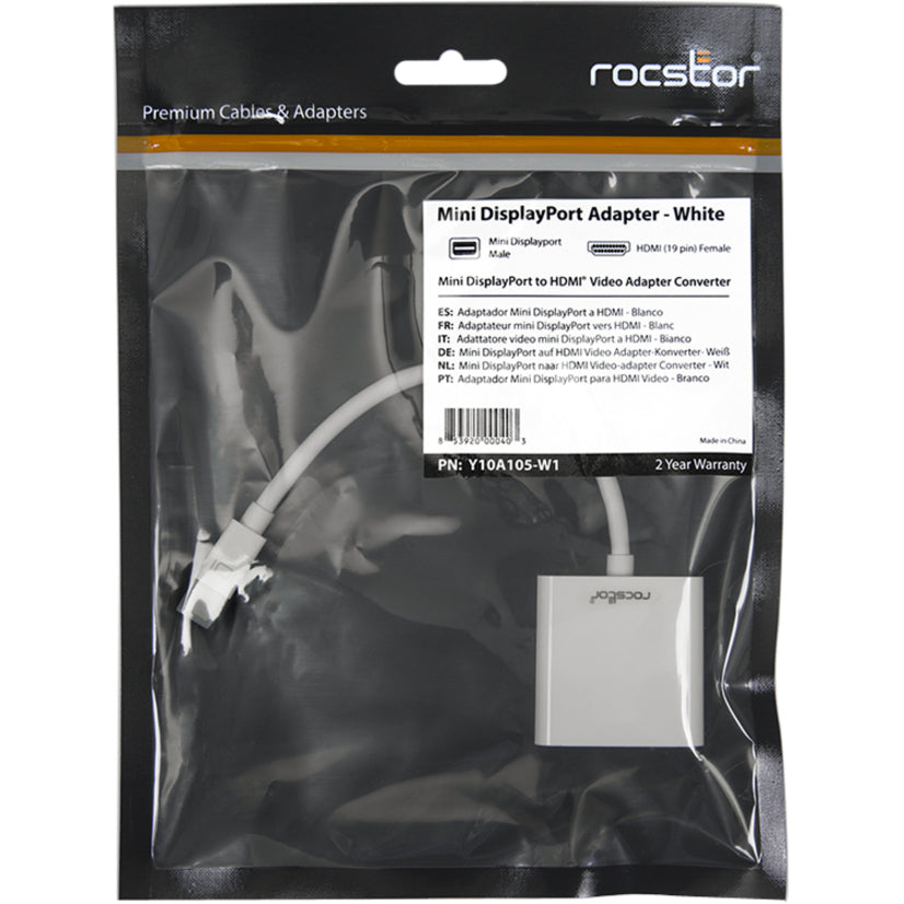 Rocstor Y10A105-W1 Mini DisplayPort/HDMI Audio/Video Adapter, 2 Year Warranty, RoHS Certified