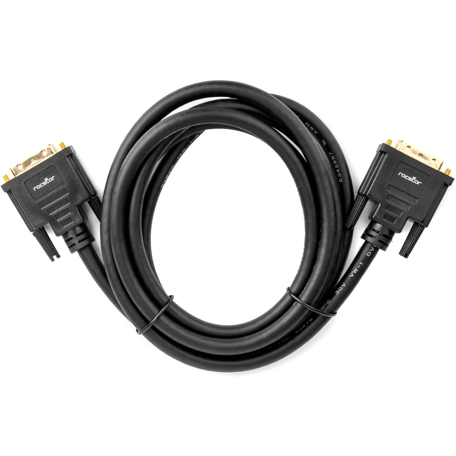 Rocstor Y10C109-B1 DVI-D Dual Link Display Cable (m/m) Black, Corrosion Resistant, 6 ft, 9.9 Gbit/s