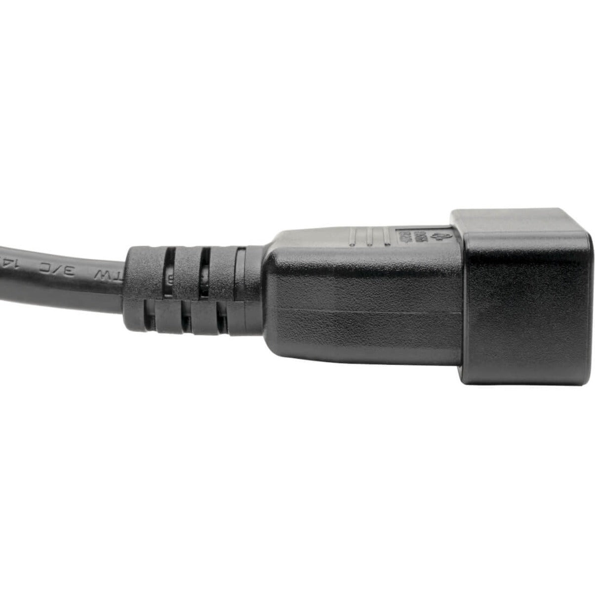 Detailed view of strain relief system on Tripp Lite P036-006-15A power cord connector-alternate-image3