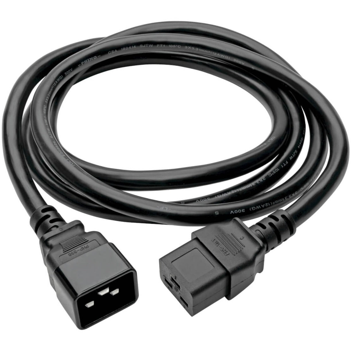 Full length view of Tripp Lite P036-006-15A power cord showing cable construction and both connectors-alternate-image2