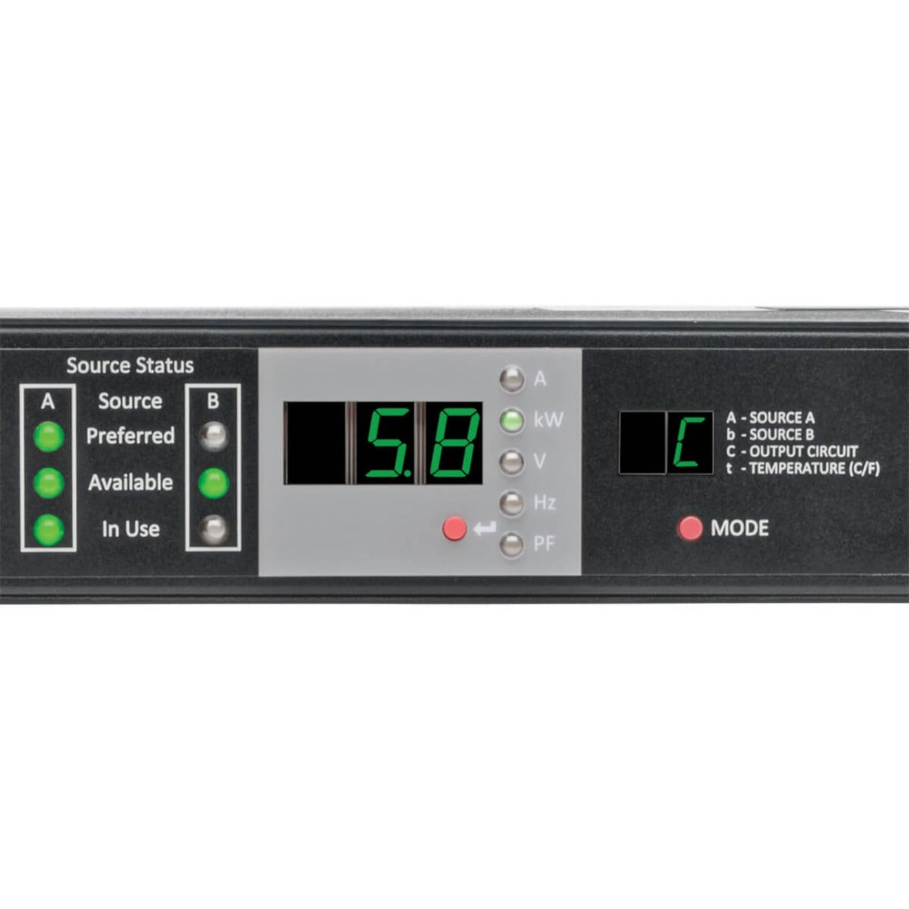 Tripp Lite PDUMNH30HVAT 5.8kW 单相 208/240V ATS/监控 PDU，机架式，1U 品牌名称： Tripp Lite 品牌名称翻译：特朗利特