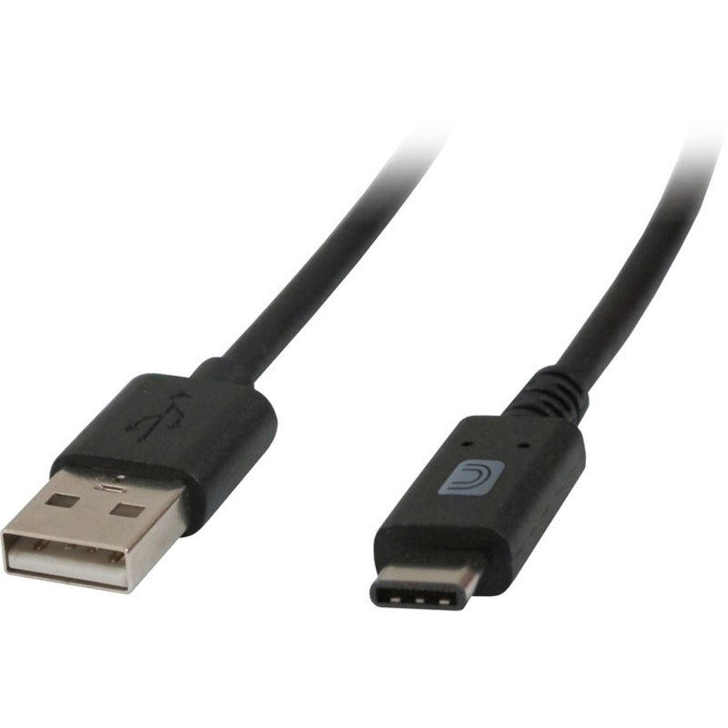 Black USB 2.0 Type-C to Type-A cable with molded strain relief connectors and nickel-plated terminals