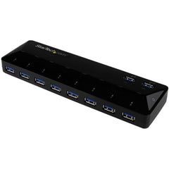 StarTech.com 10-Port USB 3.0 Hub with Fast-Charging Station, 2x 1.5A Charge & Sync Ports, External Hub Enhances Device Connectivity, Black - ST103008U2C (2 Year Warranty)