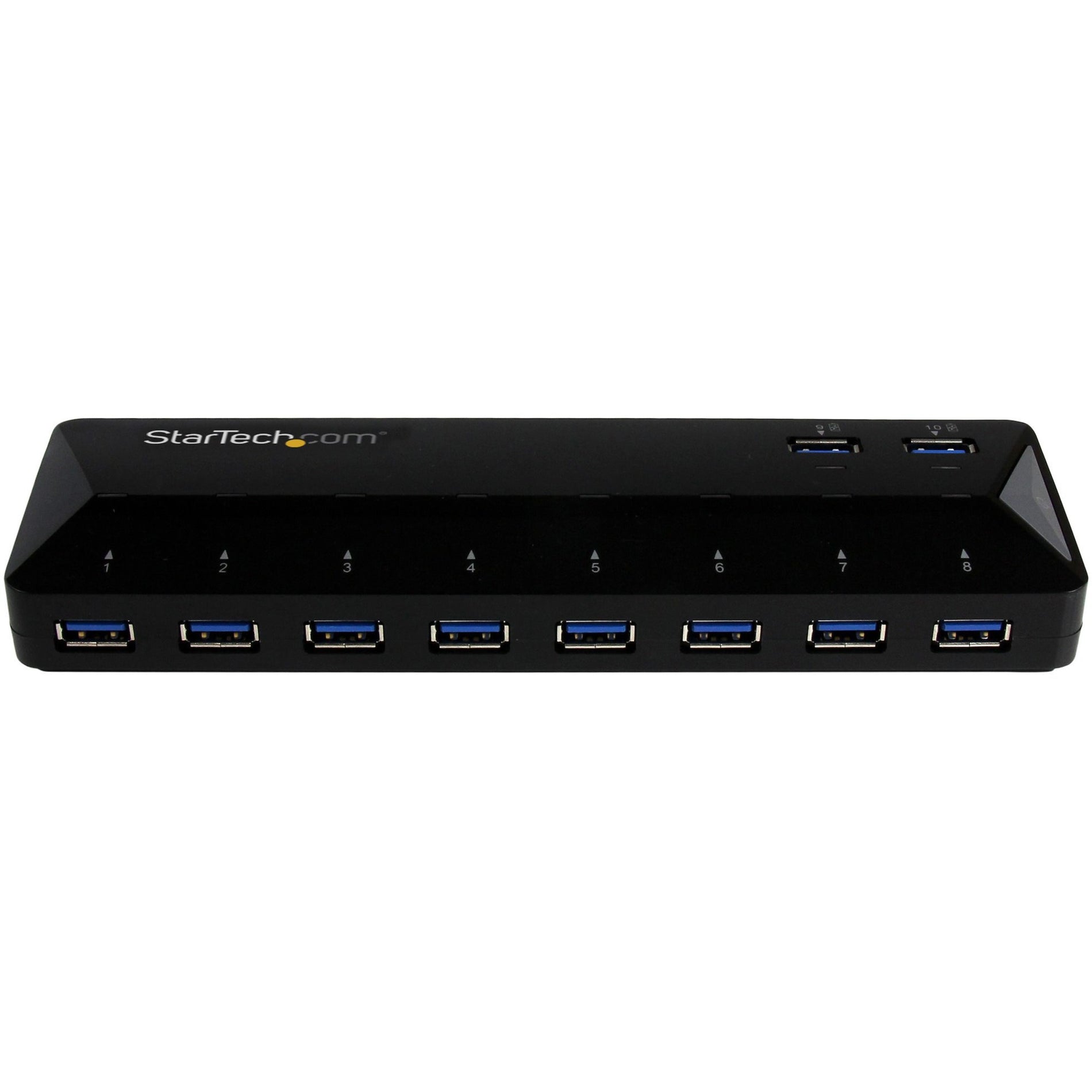 StarTech.com ST103008U2C 10-Port USB 3.0 Hub with Charge and Sync Ports Fast-Charging Station Black