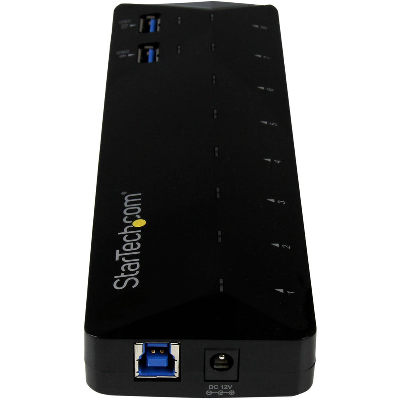 Rear view of StarTech.com USB hub showing power input and upstream USB port