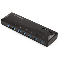 StarTech.com 7-Port USB 3.0 Hub with Fast-Charging Station, 2x 2.4A Dedicated Charging Ports, Expands Desktop USB Connectivity, 5Gbps Data Transfer, External Black - ST93007U2C (2 Year Warranty)