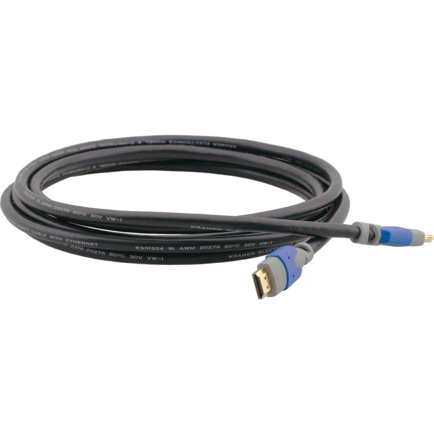 Kramer 97-01114050 C-HM/HM/PRO Høyhastighets HDMI-kabel med Ethernet 50 fot Trekkfast tilkobling Antiskli Støpt K-lås