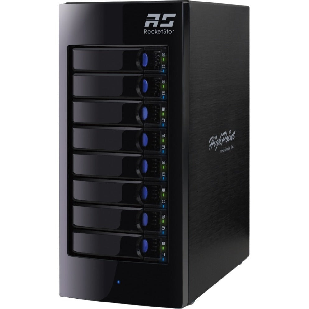 HighPoint RS6418AS RocketStor 6418AS Hardware RAID Class 8-Bay Storage Tower Enclosure, 6GB/s, RAID 0 1 5 6 10 50 & JBOD