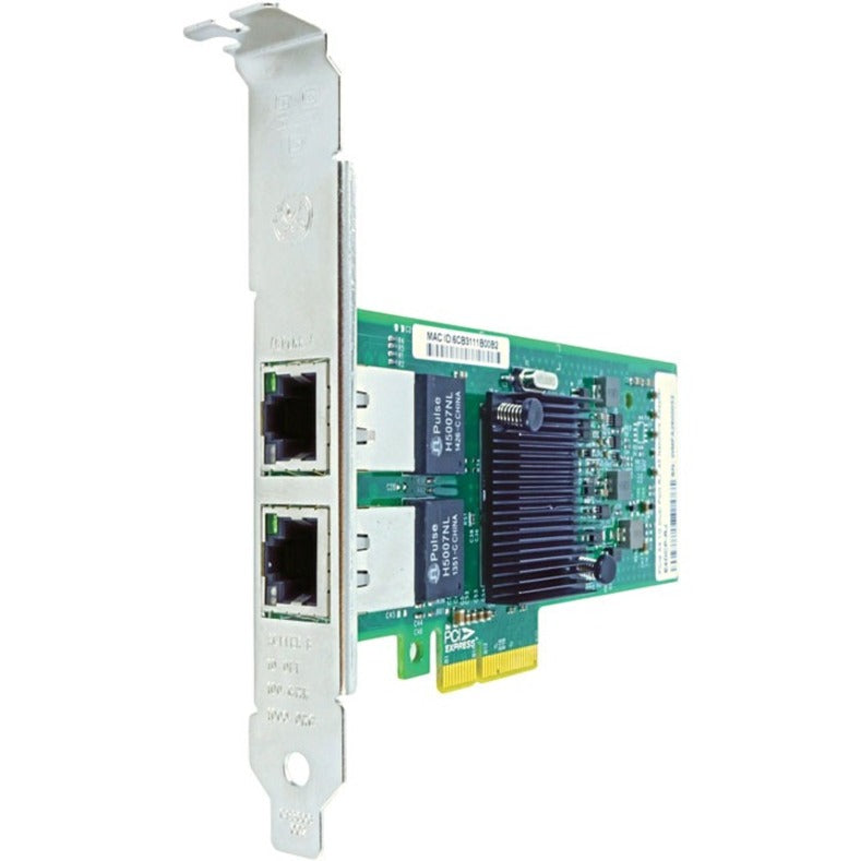 Axiom PCIe x4 1Gbps dual-port network adapter with green PCB, aluminum bracket, and black heat sink-alternate-image1