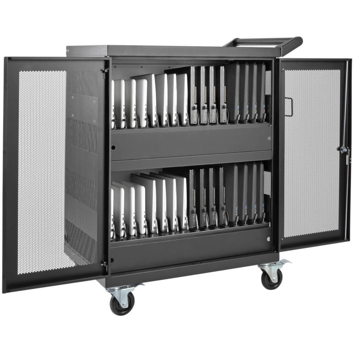 Interior organization system of Tripp Lite CSC32AC charging cart with adjustable dividers-alternate-image6