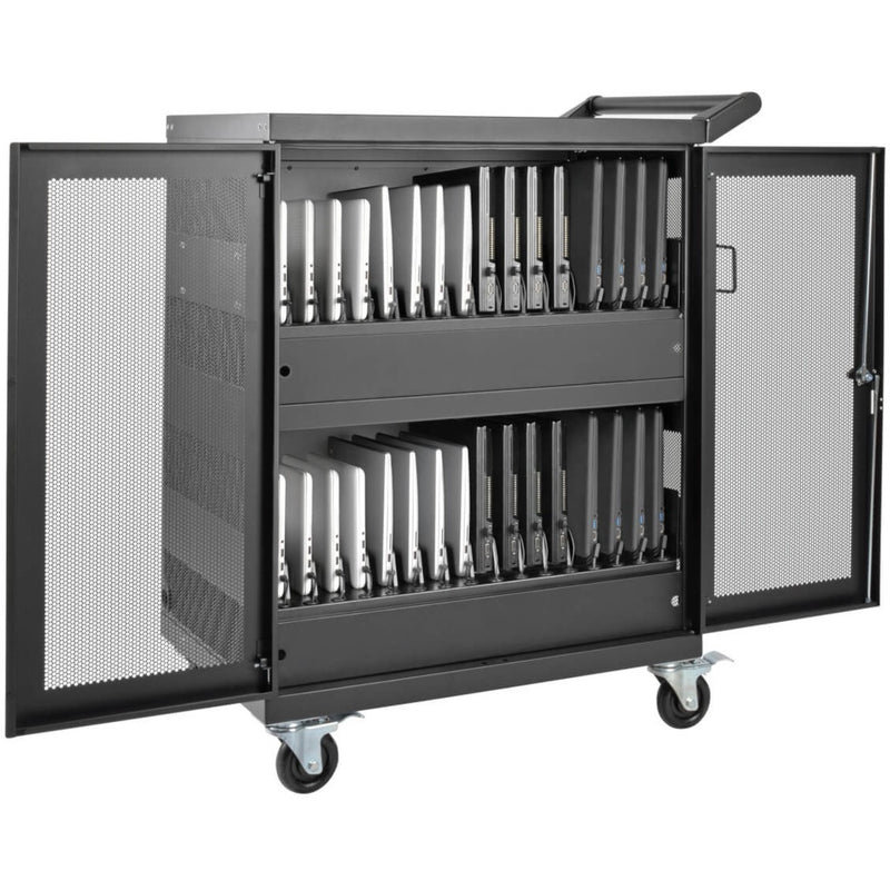 Interior organization system of Tripp Lite CSC32AC charging cart with adjustable dividers