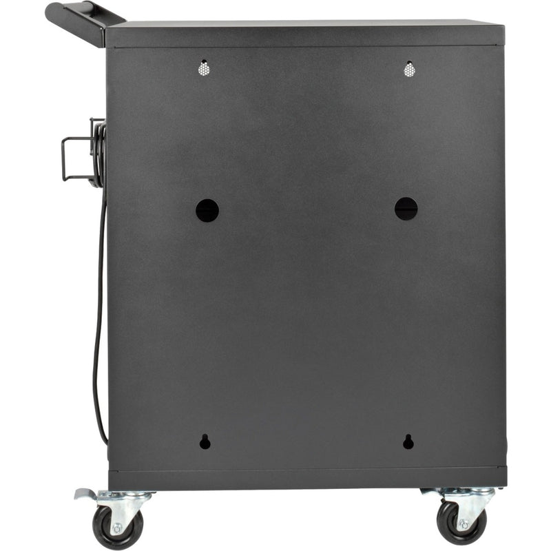 Close-up view of Tripp Lite CSC32AC charging cart side panel construction