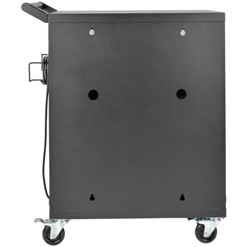 Side view of Tripp Lite CSC32AC charging cart showing casters and mounting points