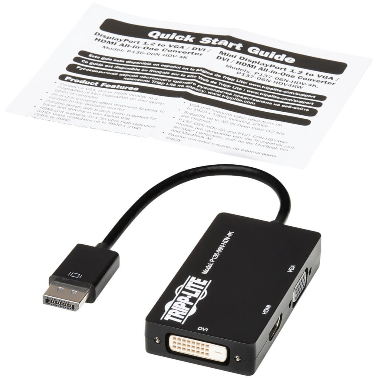 Tripp Lite P136-06N-HDV-4K DisplayPort/HDMI/DVI/VGA音视频电缆，黑色 品牌名称：Tripp Lite 将这些术语的值翻译成中文（普通话）