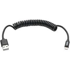 Tripp Lite M100-004COIL-BK USB Sync/Charge Coiled Cable with Lightning Connector Black 4 ft.   Tripp Lite M100-004COIL-BK Cavo a Spirale USB Sync/Charge con Connettore Lightning Nero 4 piedi.