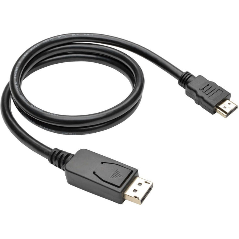 Tripp Lite DisplayPort to HDMI adapter cable showing full 3-foot length with black finish and gold-plated connectors