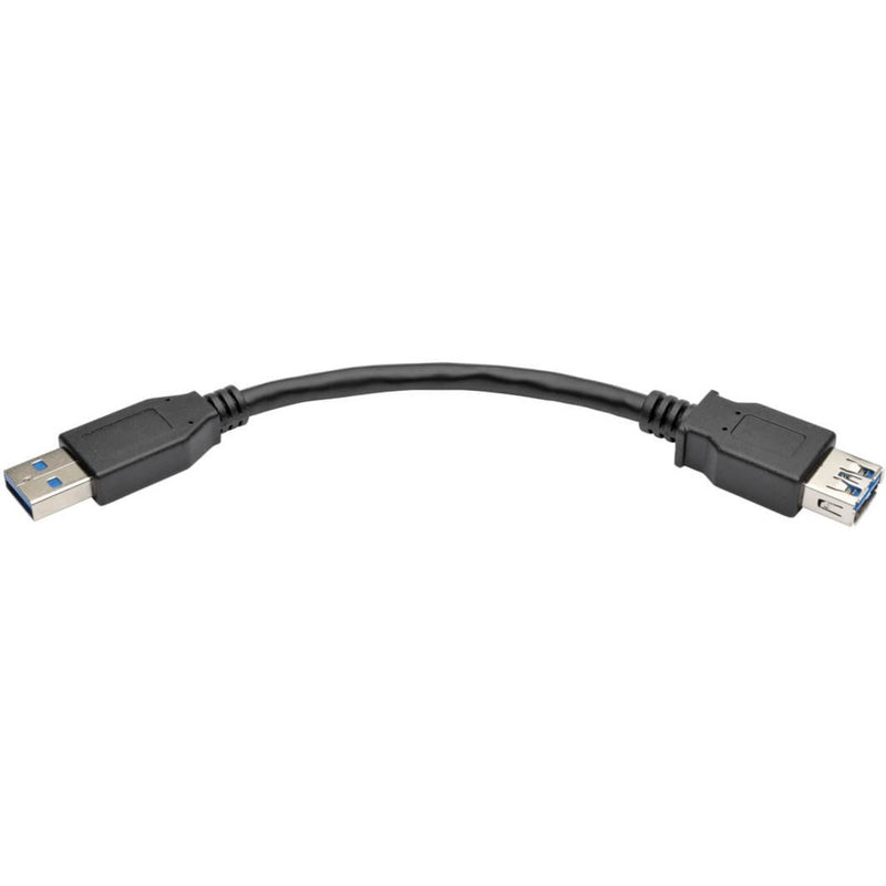 Tripp Lite USB 3.0 SuperSpeed Type-A extension cable showing male and female connectors with blue USB 3.0 indicators