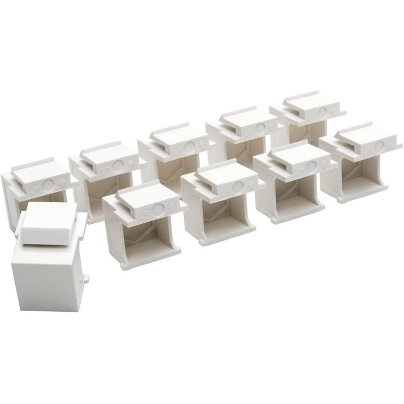 Set of ten white blank keystone inserts arranged in rows