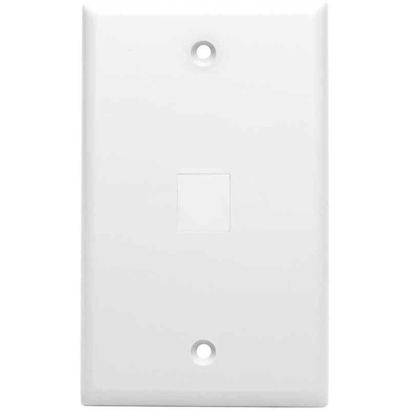 White wallplate with blank keystone insert installed