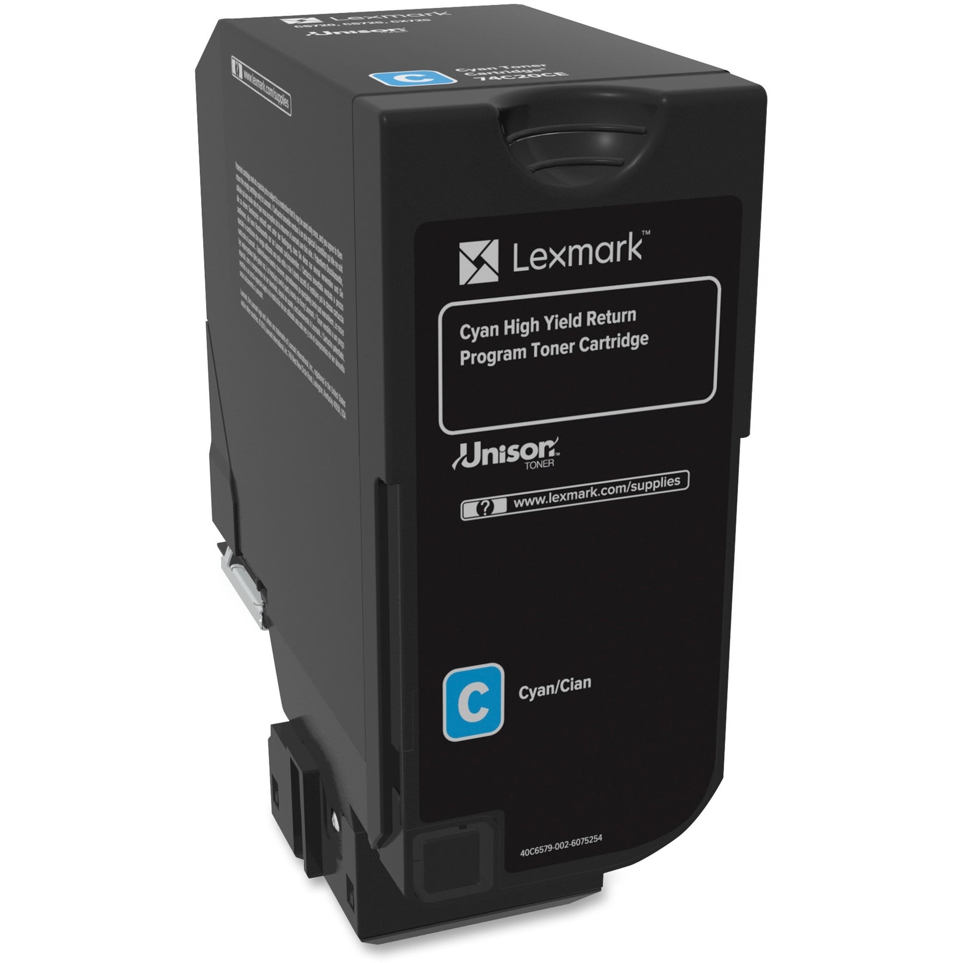 Lexmark CS725 high-yield cyan toner cartridge in black packaging with Unison branding-alternate-image1